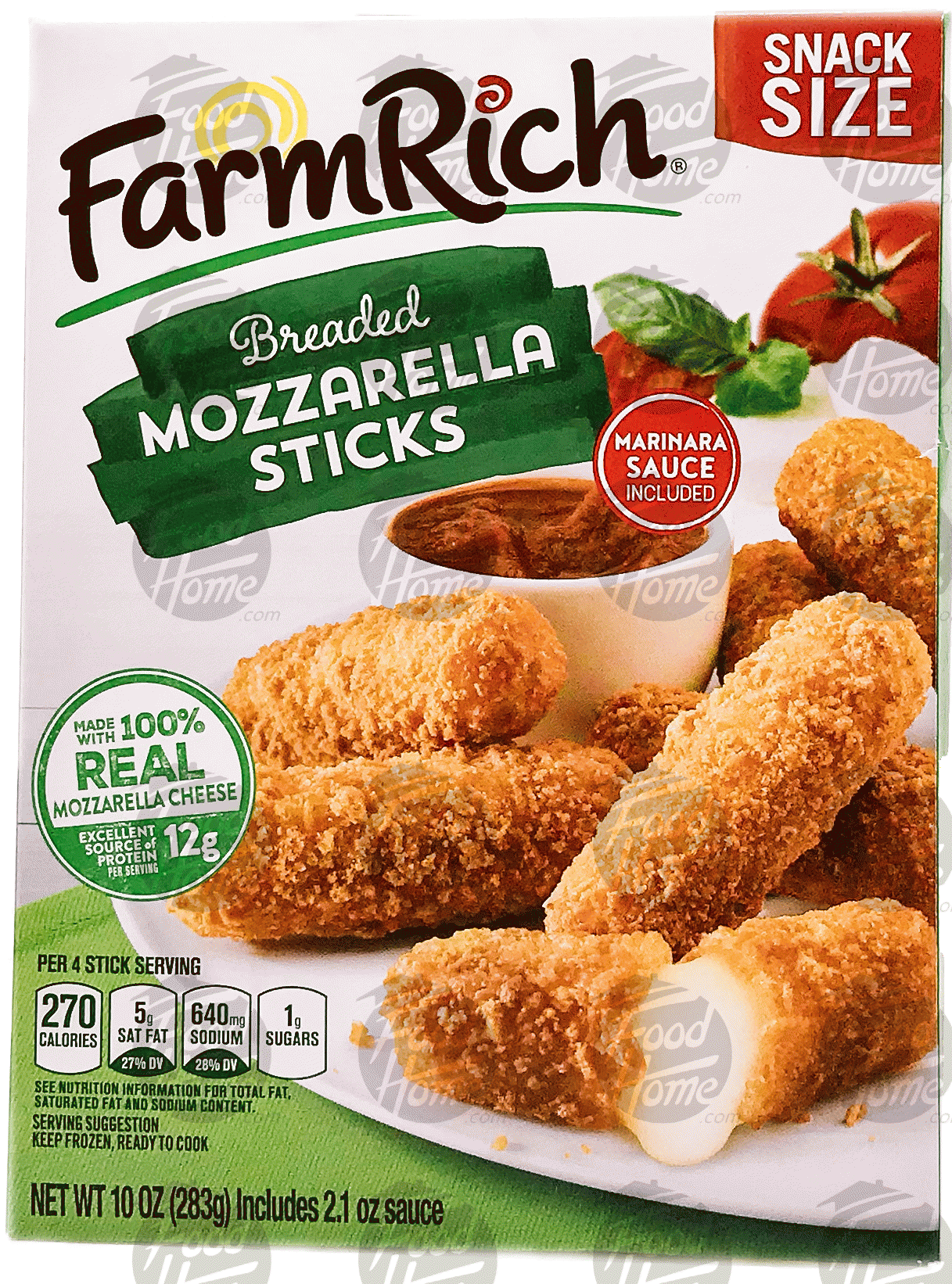 Farm Rich  breaded snack size mozzarella sticks, marinara dipping sauce included Full-Size Picture